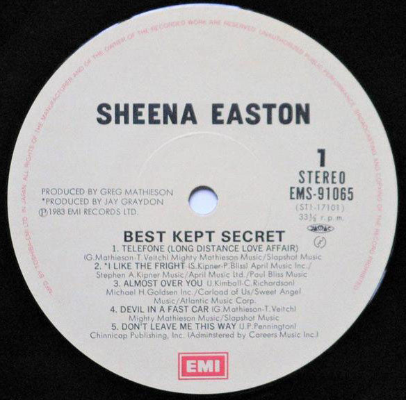 Sheena Easton - Best Kept Secret (Vinyl, LP, Album) Very Good Plus (VG+) / Very Good Plus (VG+)