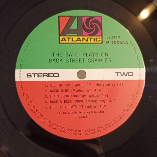 Back Street Crawler - The Band Plays On (Vinyl, LP, Album) Near Mint (NM or M-) / Very Good (VG)