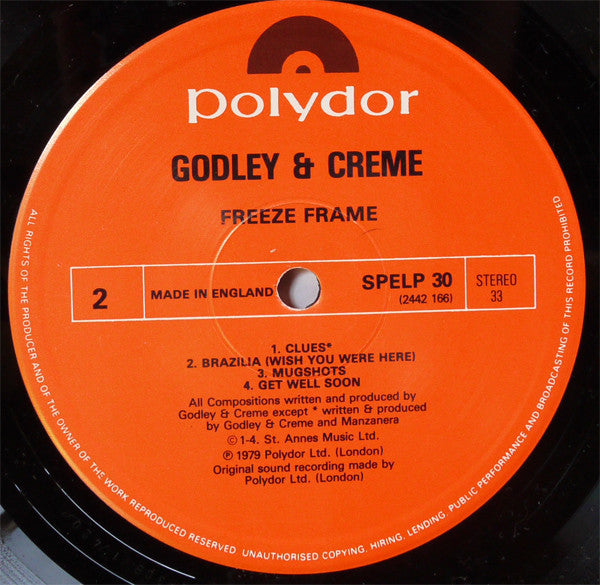 Godley & Creme - Freeze Frame (Vinyl, LP, Album, Reissue) Very Good Plus (VG+) / Very Good Plus (VG+)