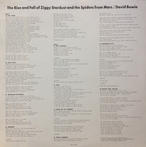 David Bowie - The Rise and Fall of Ziggy Stardust and the Spiders from Mars (Vinyl, LP, Album, Reissue, Stereo) Very Good Plus (VG+) / Very Good Plus (VG+)