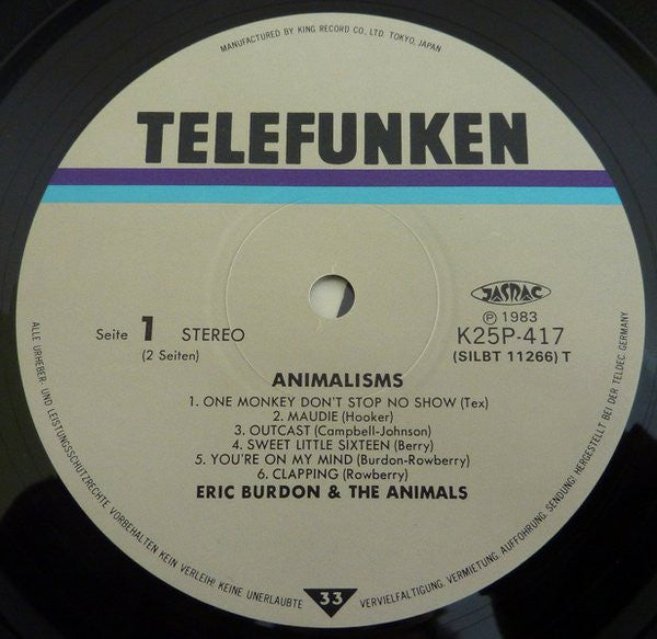 The Animals - Animalisms (Vinyl, LP, Album, Reissue, Stereo) Very Good Plus (VG+) / Very Good Plus (VG+)