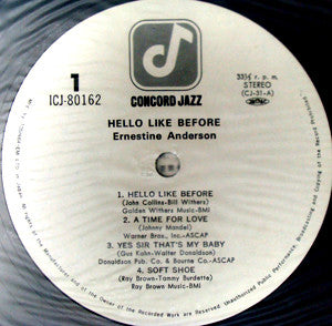 Ernestine Anderson - Hello Like Before (Vinyl, LP, Album, Stereo) Very Good (VG) / Good Plus (G+)