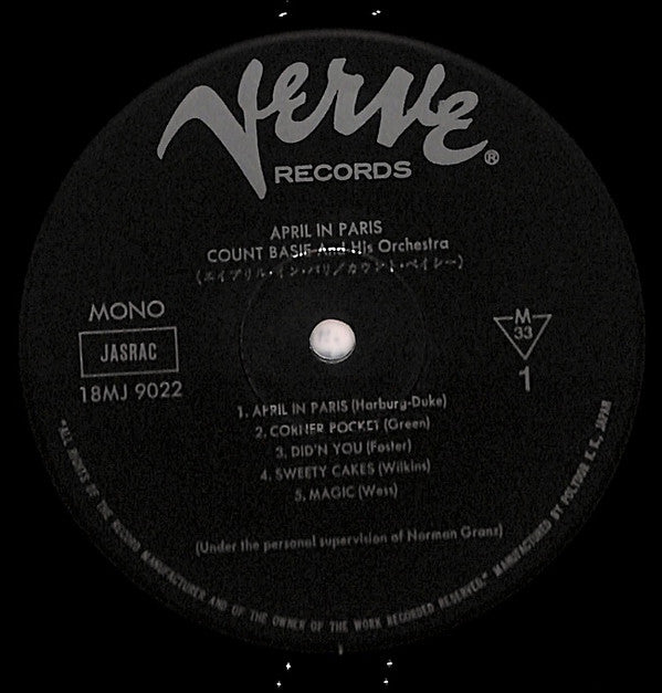 Count Basie Orchestra - April In Paris (Vinyl, LP, Album, Limited Edition, Reissue, Mono) Near Mint (NM or M-) / Very Good Plus (VG+)