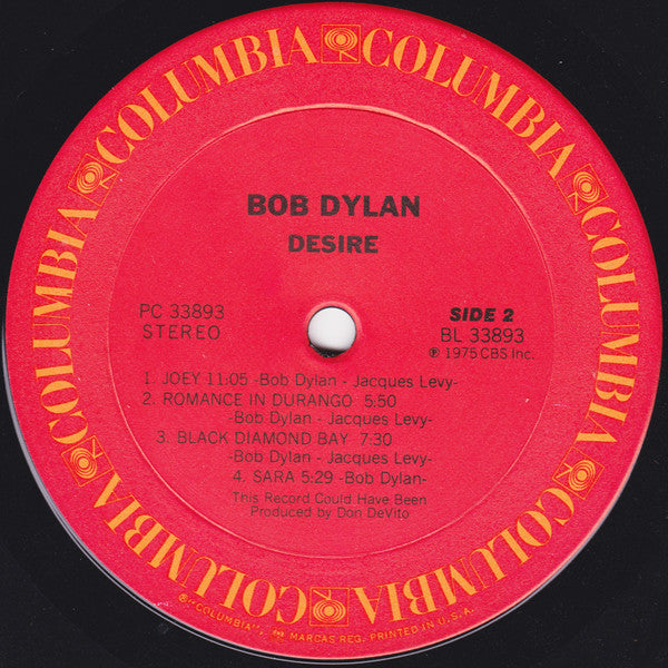 Bob Dylan - Desire (Vinyl, LP, Album, Stereo) Very Good Plus (VG+) / Very Good (VG)
