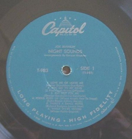 Joe Bushkin - Nightsounds (Vinyl, LP, Album, Mono) Very Good (VG) / Good Plus (G+)