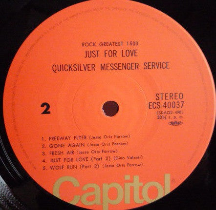 Quicksilver Messenger Service - Just For Love (Vinyl, LP, Album, Reissue) Near Mint (NM or M-) / Very Good Plus (VG+)