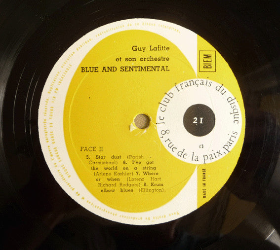 Guy Lafitte Et Son Orchestre - Blue And Sentimental (Vinyl, LP, 10") Very Good (VG) / Very Good Plus (VG+)