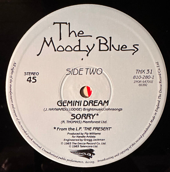 The Moody Blues - Sitting At The Wheel (Vinyl, 12", 45 RPM) Very Good (VG) / Very Good (VG)