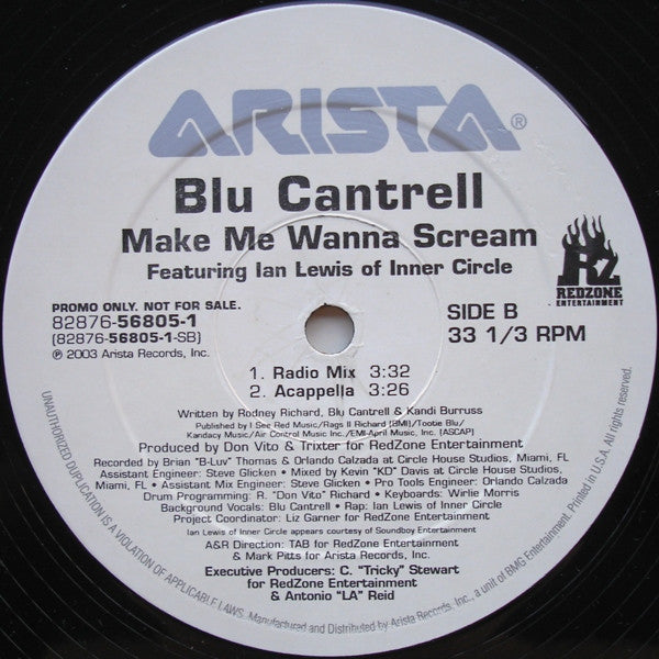 Blu Cantrell - Make Me Wanna Scream (Vinyl, 12", 33 ⅓ RPM, Promo) Very Good Plus (VG+) / Very Good Plus (VG+)