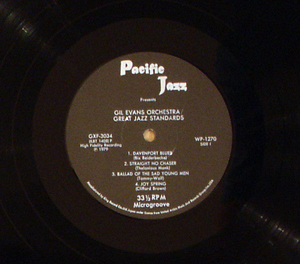Gil Evans And His Orchestra - Great Jazz Standards (Vinyl, LP, Album, Mono) Very Good Plus (VG+) / Very Good Plus (VG+)