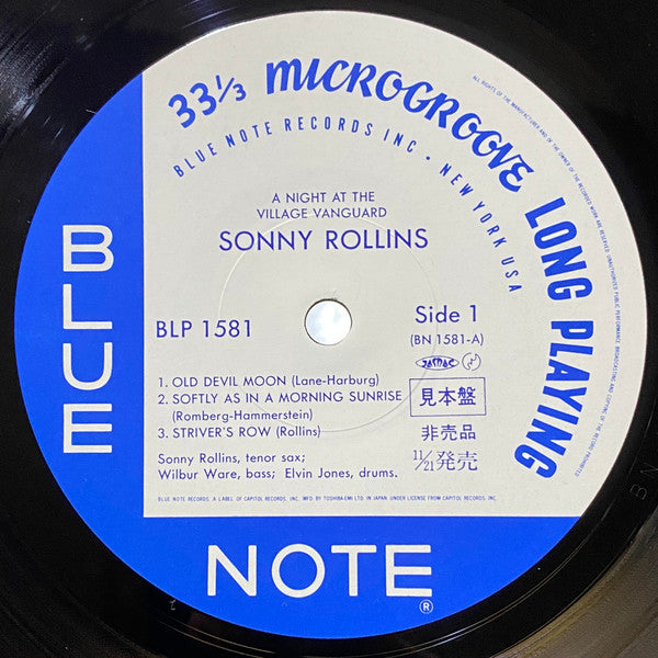 Sonny Rollins - A Night At The "Village Vanguard" (Vinyl, LP, Album, Promo, Reissue, Mono) Very Good Plus (VG+) / Very Good Plus (VG+)