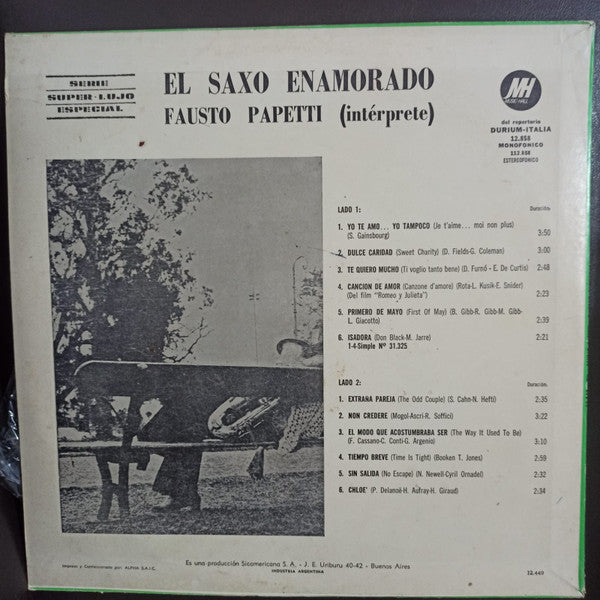 Fausto Papetti - El Saxo Enamorado (Vinyl, LP, Album, Stereo) Very Good (VG) / Good Plus (G+)