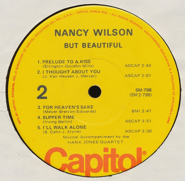 Nancy Wilson - But Beautiful (Vinyl, LP, Album, Reissue) Very Good Plus (VG+) / Very Good Plus (VG+)