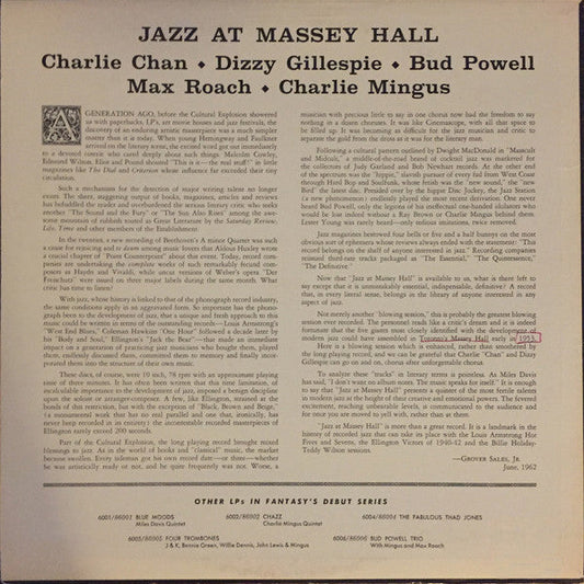 Charlie Chan (5) - Jazz At Massey Hall (Vinyl, LP, Album, Reissue, Stereo) Very Good Plus (VG+) / Very Good Plus (VG+)