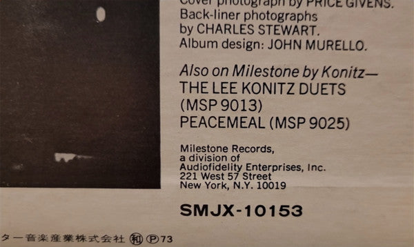 Lee Konitz - Spirits (Vinyl, LP, Album) Very Good Plus (VG+) / Very Good Plus (VG+)
