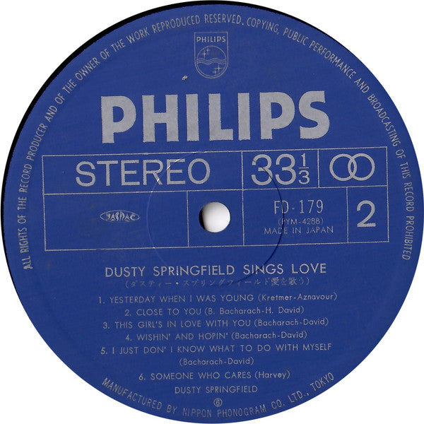 Dusty Springfield - Sings Love (Vinyl, LP, Compilation, Stereo) Good Plus (G+) / Fair (F)