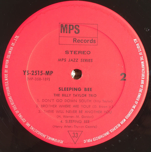 Billy Taylor Trio - Sleeping Bee (Vinyl, LP, Album) Very Good Plus (VG+) / Very Good Plus (VG+)