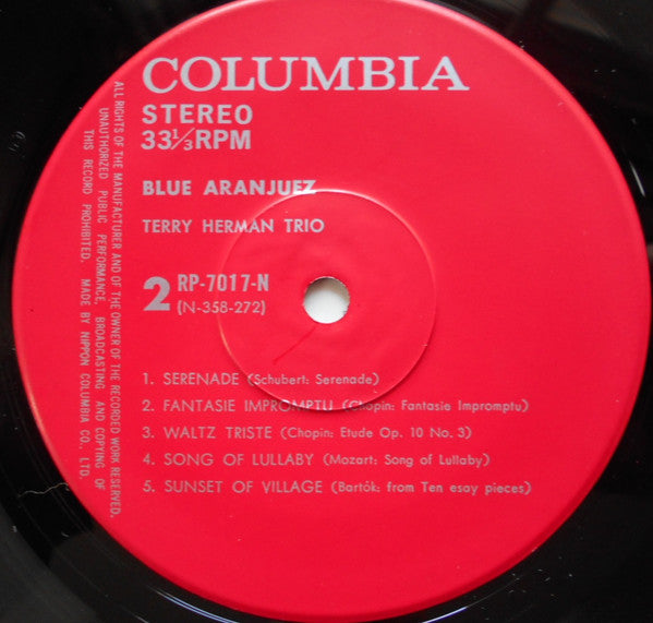Terry Herman Trio - Blue Aranjuez (Vinyl, LP, Album, Stereo) Very Good Plus (VG+) / Very Good (VG)