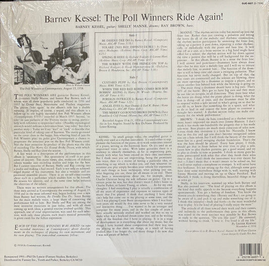 Barney Kessel - The Poll Winners Ride Again! (Vinyl, LP, Album, Reissue, Stereo) Very Good (VG) / Very Good Plus (VG+)