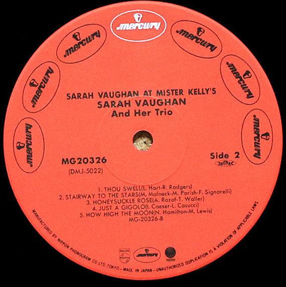 Sarah Vaughan And Her Trio - Sarah Vaughan At Mister Kelly's (Vinyl, LP, Album, Limited Edition, Reissue, Mono) Very Good Plus (VG+) / Very Good Plus (VG+)