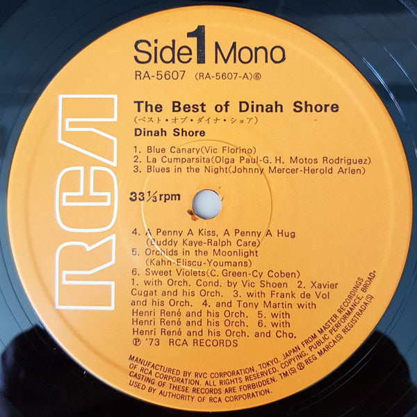 Dinah Shore - The Best Of Dinah Shore (Vinyl, LP, Compilation, Mono) Very Good (VG) / Good Plus (G+)
