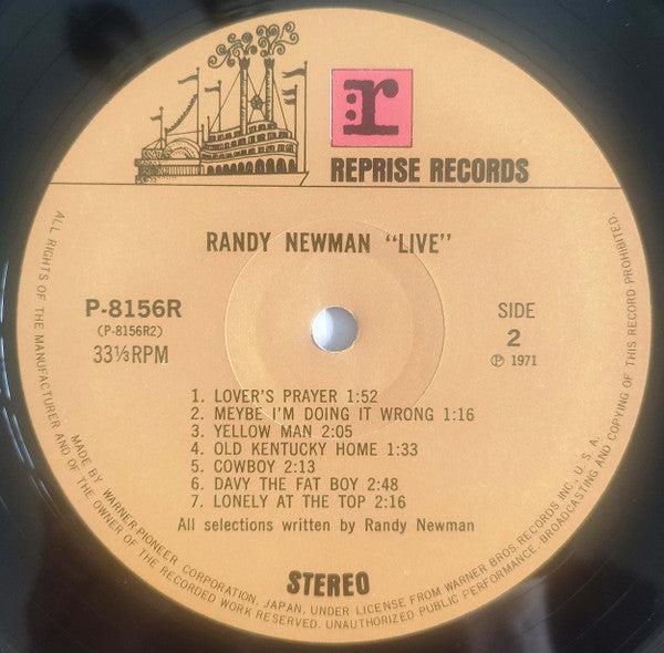 Randy Newman - Live (Vinyl, LP, Album) Very Good (VG) / Fair (F)
