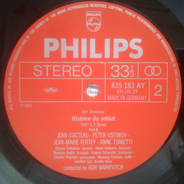Igor Stravinsky - Histoire Du Soldat (Vinyl, LP, Album, Stereo) Very Good Plus (VG+) / Very Good Plus (VG+)