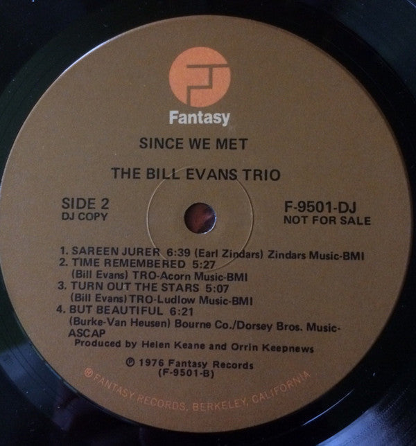 The Bill Evans Trio - Since We Met (Vinyl, LP, Album, Promo) Very Good (VG) / Good (G)