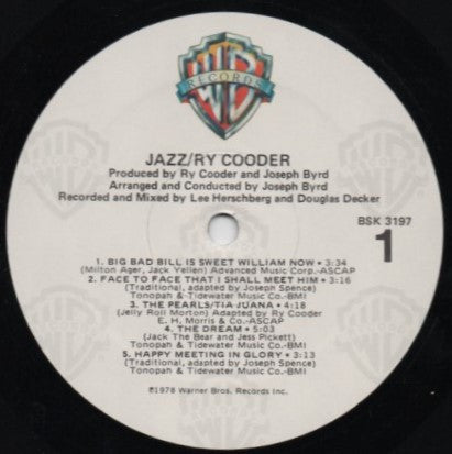 Ry Cooder - Jazz (Vinyl, LP, Album, Reissue) Very Good Plus (VG+) / Near Mint (NM or M-)