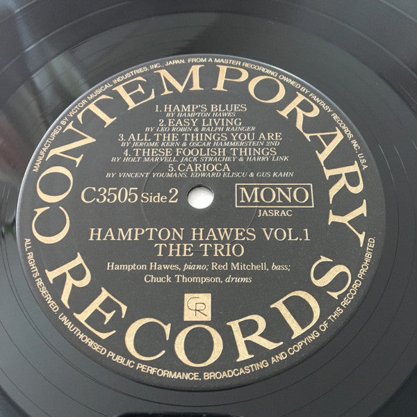 Hampton Hawes Trio - Hampton Hawes Trio, Vol. 1 (Vinyl, LP, Album, Reissue, Mono) Very Good Plus (VG+) / Near Mint (NM or M-)