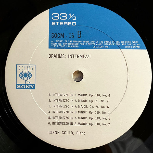 Johannes Brahms - 10 Intermezzi For Piano (Vinyl, LP, Reissue, Stereo) Very Good (VG) / Good Plus (G+)