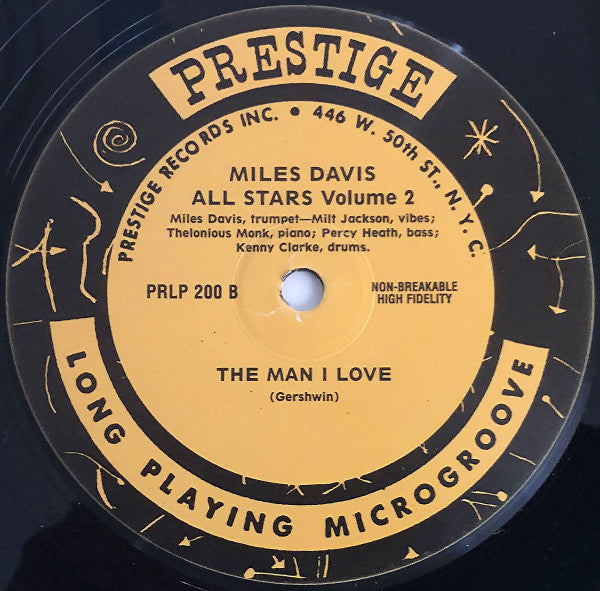 Miles Davis All Stars - Miles Davis All Stars (Vol. 2) (Vinyl, 10", 33 ⅓ RPM, Reissue, Mono) Very Good Plus (VG+) / Near Mint (NM or M-)