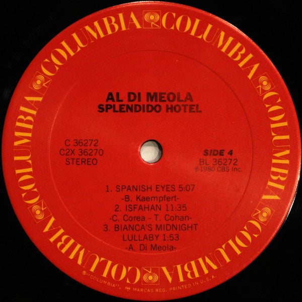 Al Di Meola - Splendido Hotel (2xVinyl, LP, Album, Stereo) Very Good (VG) / Very Good Plus (VG+)