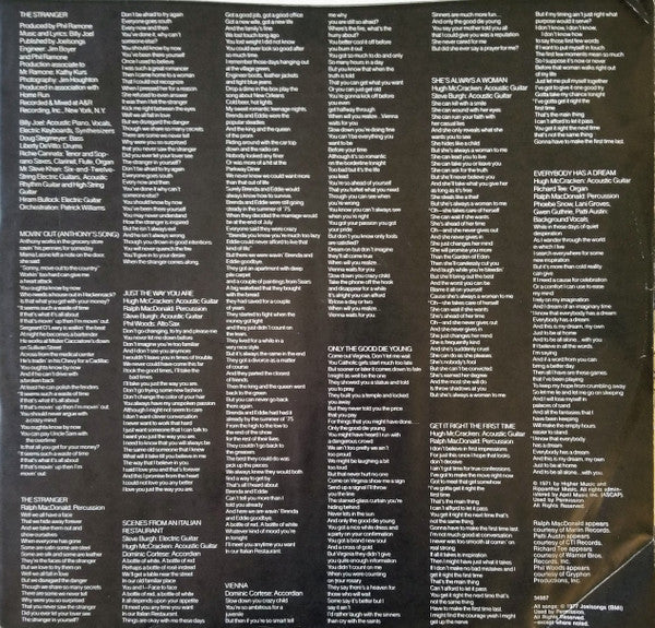 Billy Joel - The Stranger (Vinyl, LP, Album, Stereo) Very Good Plus (VG+) / Very Good Plus (VG+)