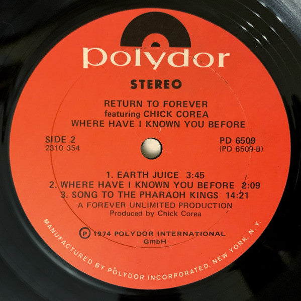 Return To Forever - Where Have I Known You Before (Vinyl, LP, Album) Very Good (VG) / Good (G)