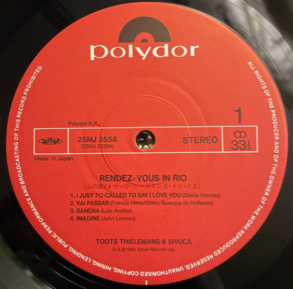 Toots Thielemans - Rendez-Vous In Rio (Vinyl, LP, Album) Very Good (VG) / Very Good (VG)