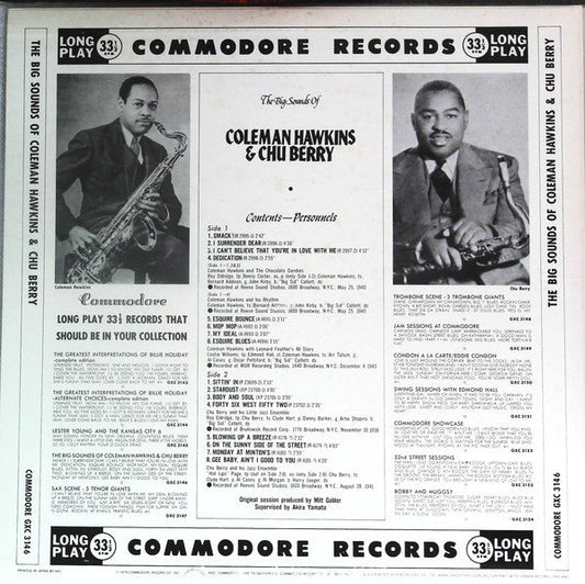 Coleman Hawkins - The Big Sounds Of Coleman Hawkins & Chu Berry (Vinyl, LP, Compilation, Promo, Mono) Very Good (VG) / Good Plus (G+)