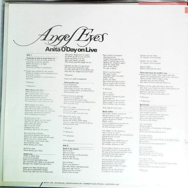 Anita O'Day - Angel Eyes (Vinyl, LP, Album) Very Good (VG) / Good Plus (G+)