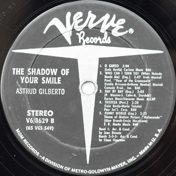 Astrud Gilberto - The Shadow Of Your Smile (Vinyl, LP, Album, Stereo) Very Good (VG) / Good (G)