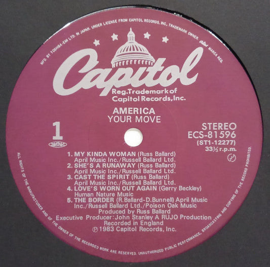 America (2) - Your Move (Vinyl, LP, Album) Very Good Plus (VG+) / Very Good Plus (VG+)