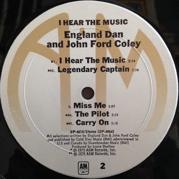 England Dan & John Ford Coley - I Hear The Music (Vinyl, LP, Album) Very Good Plus (VG+) / Very Good Plus (VG+)