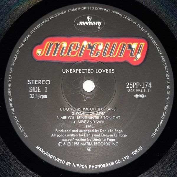 Lime (2) - Unexpected Lovers (Vinyl, LP, Album) Very Good Plus (VG+) / Very Good (VG)
