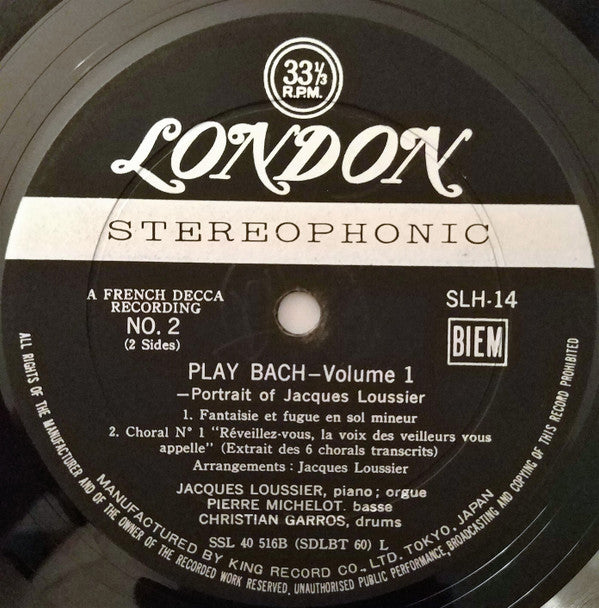 Jacques Loussier - 'Play Bach'/Vol. 1 - Portrait Of Jacques Loussier (Vinyl, LP) Very Good (VG) / Very Good (VG)