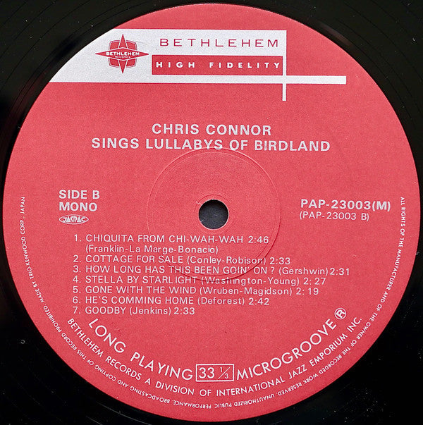 Chris Connor - Sings Lullabys Of Birdland (Vinyl, LP, Album)