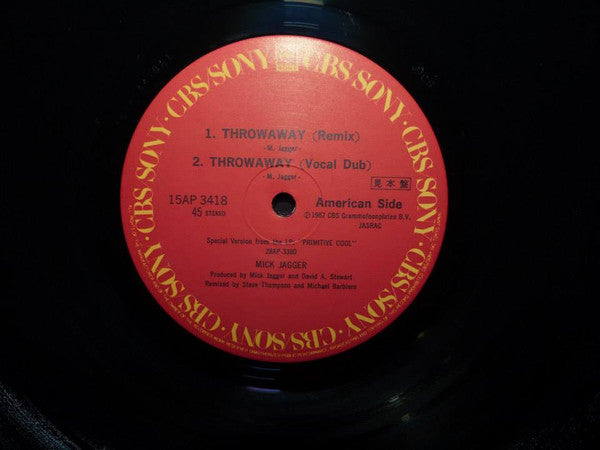 Mick Jagger - Throwaway / Say You Will (Vinyl, 12", Maxi-Single, Promo) Very Good Plus (VG+) / Fair (F)