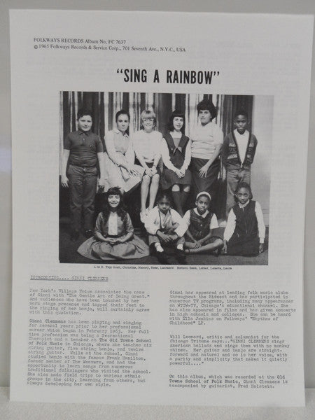 Ginni Clemmens - Sing A Rainbow And Other Children's Songs (Vinyl, LP, Album) Very Good (VG) / Very Good (VG)