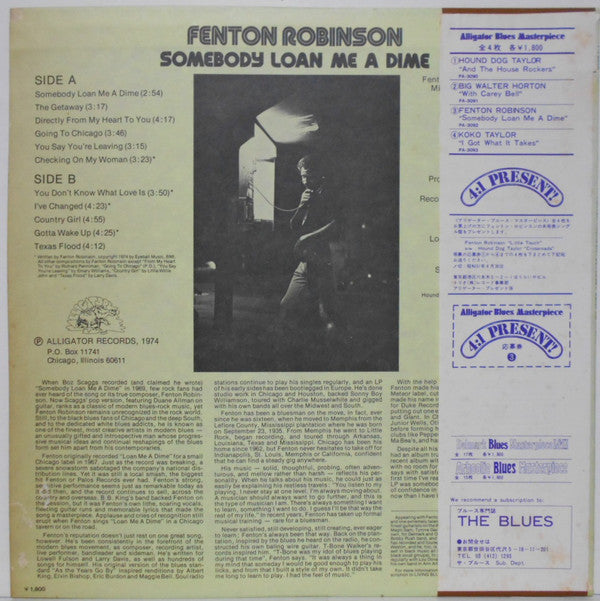 Fenton Robinson - Somebody Loan Me A Dime (Vinyl, LP, Album, Reissue, Stereo) Very Good (VG) / Good Plus (G+)