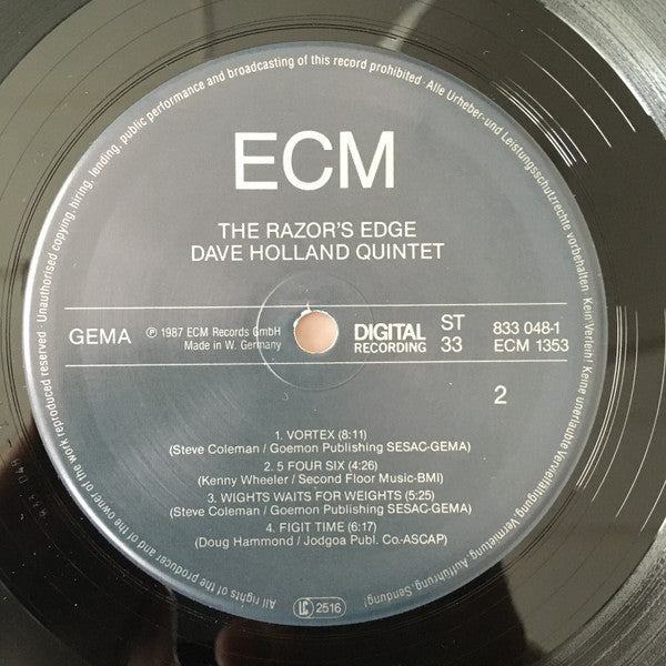 Dave Holland Quintet - The Razor's Edge (Vinyl, LP, Album) Very Good Plus (VG+) / Very Good Plus (VG+)