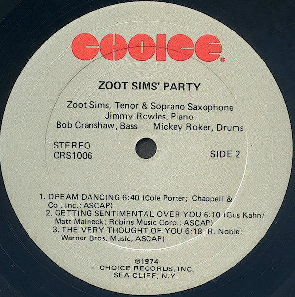 Zoot Sims - Zoot Sims' Party (Vinyl, LP, Album)