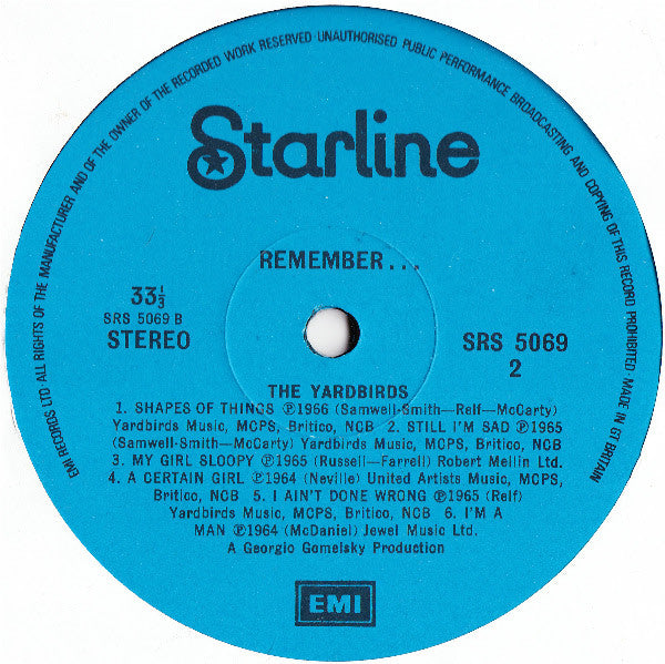 The Yardbirds - Remember... The Yardbirds (Vinyl, LP, Compilation, Repress) Very Good Plus (VG+) / Very Good Plus (VG+)